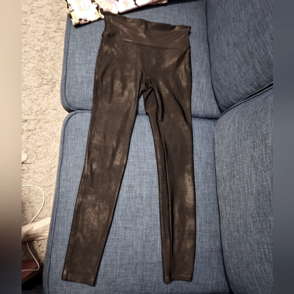 SPANX | Black "Metallic" "Leather" Leggings